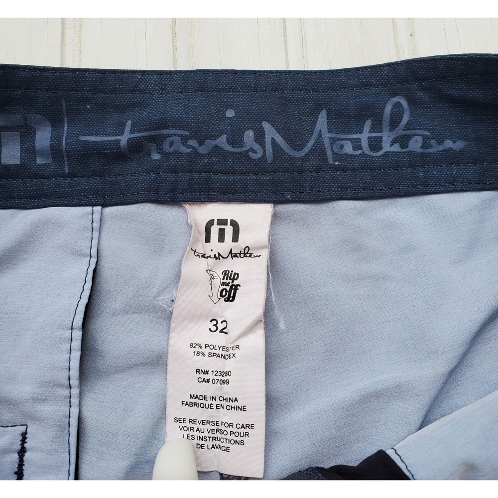 Travis Mathew Mens Navy Tan Color Block Board Shorts Swim Trunks Size 32 - Picture 6 of 6